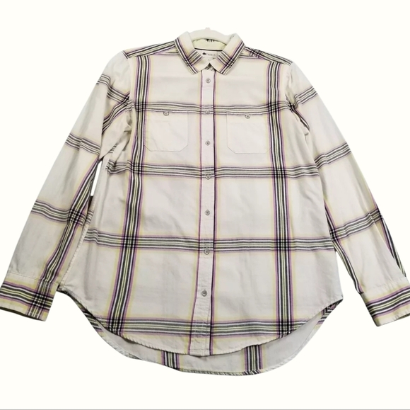 MEDIUM: Stylus Tricolor Plaid Button Down Blouse - Picture 1 of 9